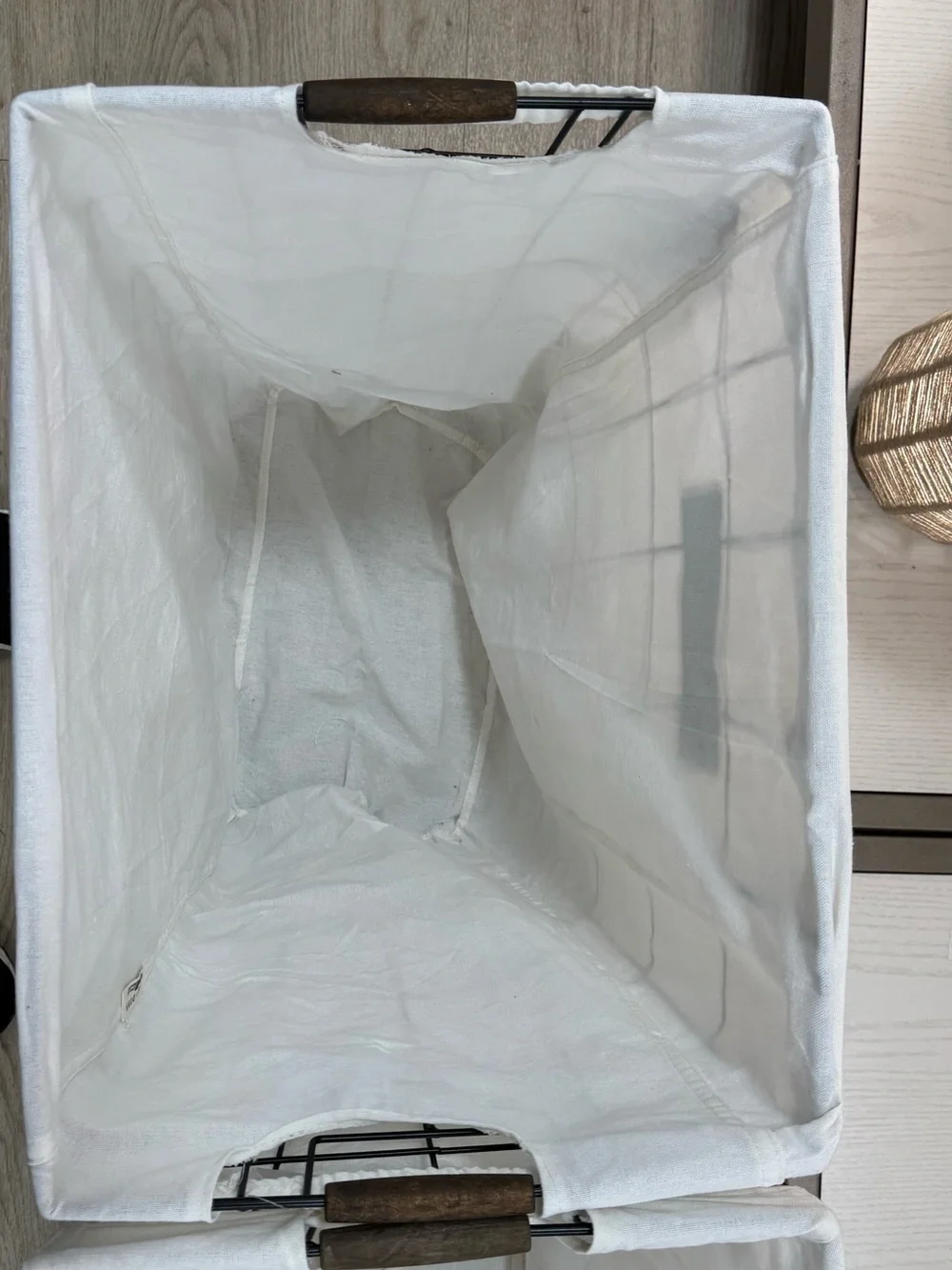 NWT Rae Dunn “Laundry” Rectangular Blk Wire Laundry Basket Hamper Cart w/Wheels